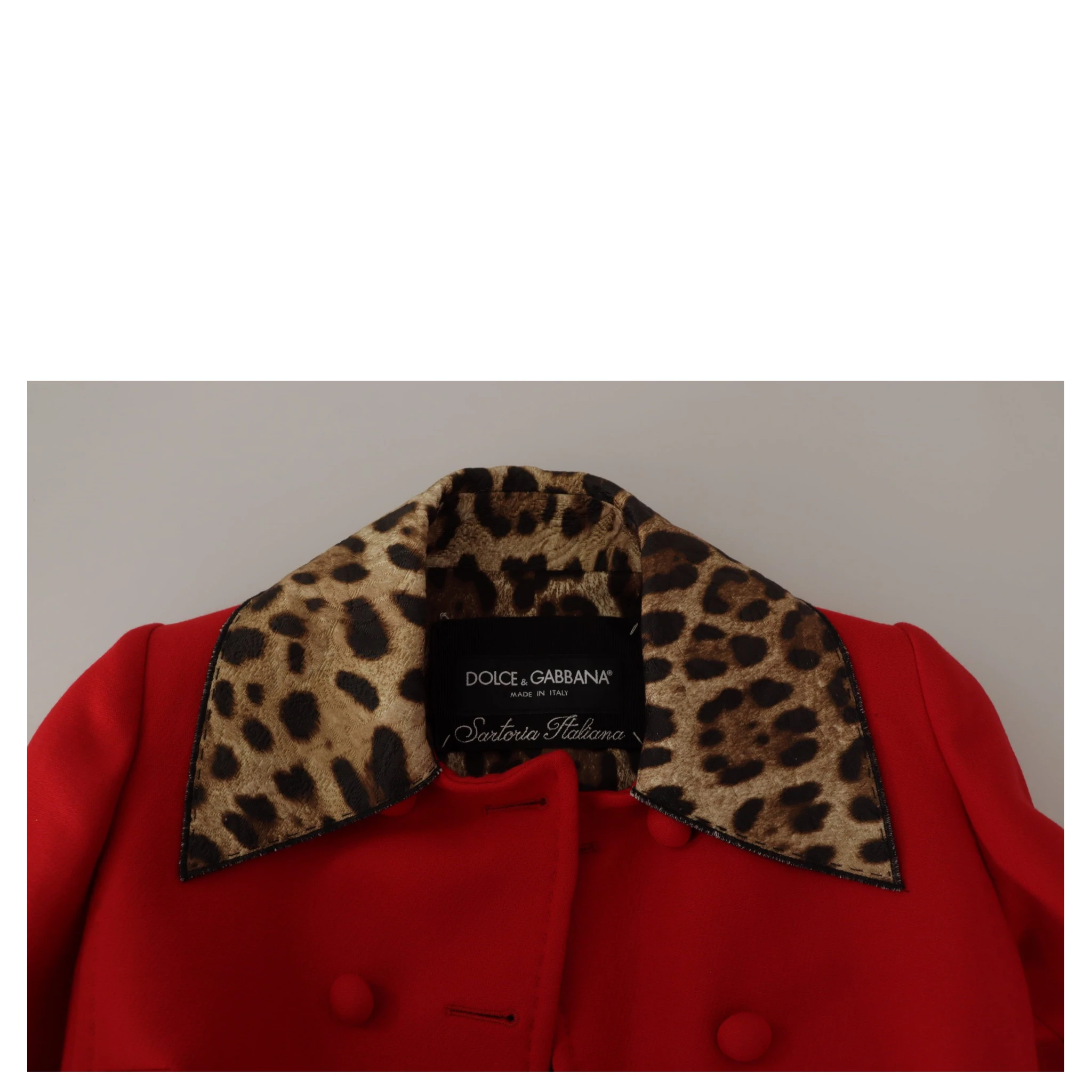 Red Leopard Wool Trenchcoat Jacket