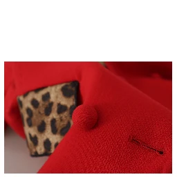 Red Leopard Wool Trenchcoat Jacket