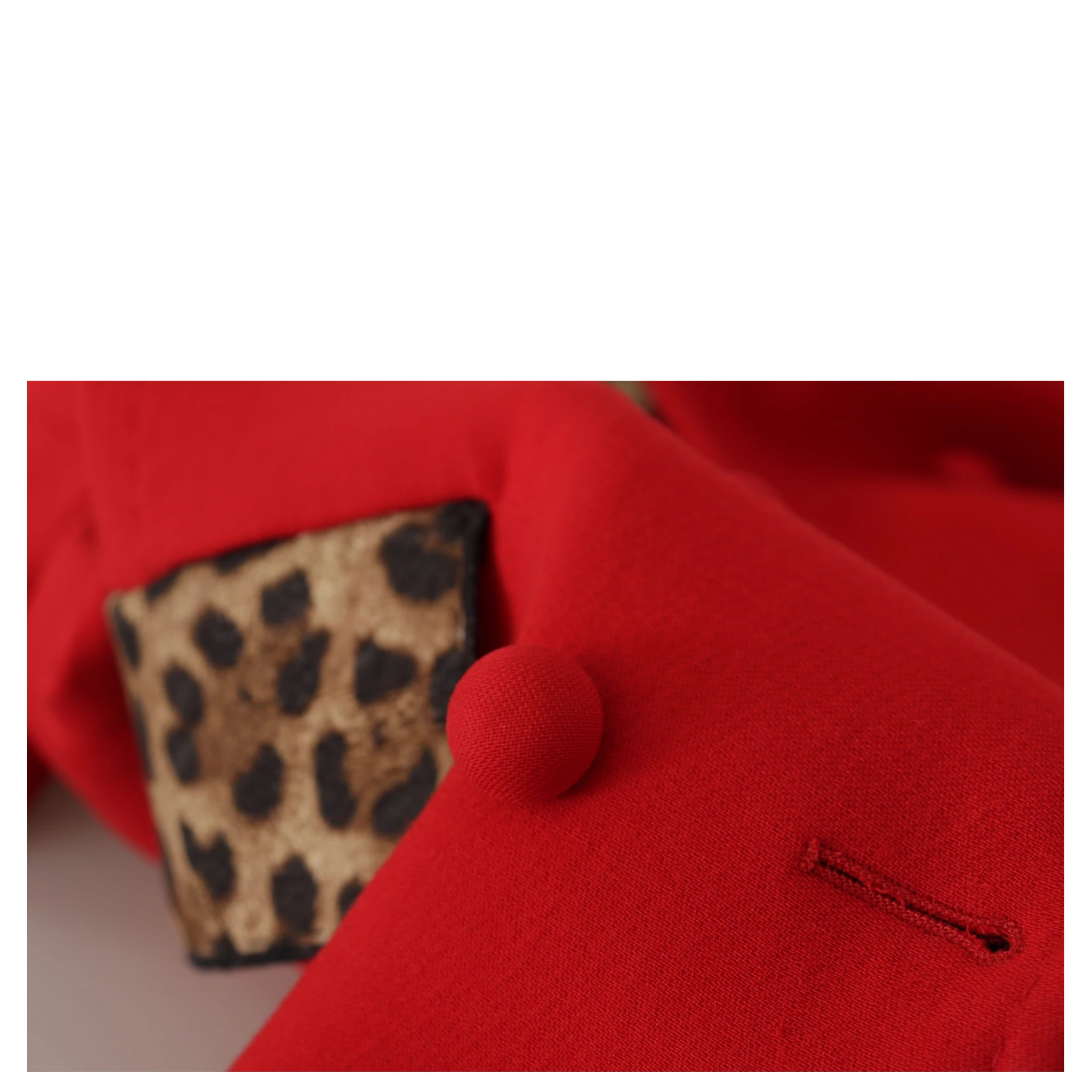Red Leopard Wool Trenchcoat Jacket