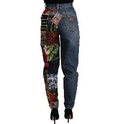 Blue Jeans Jacquard Majolica High Waist Pants