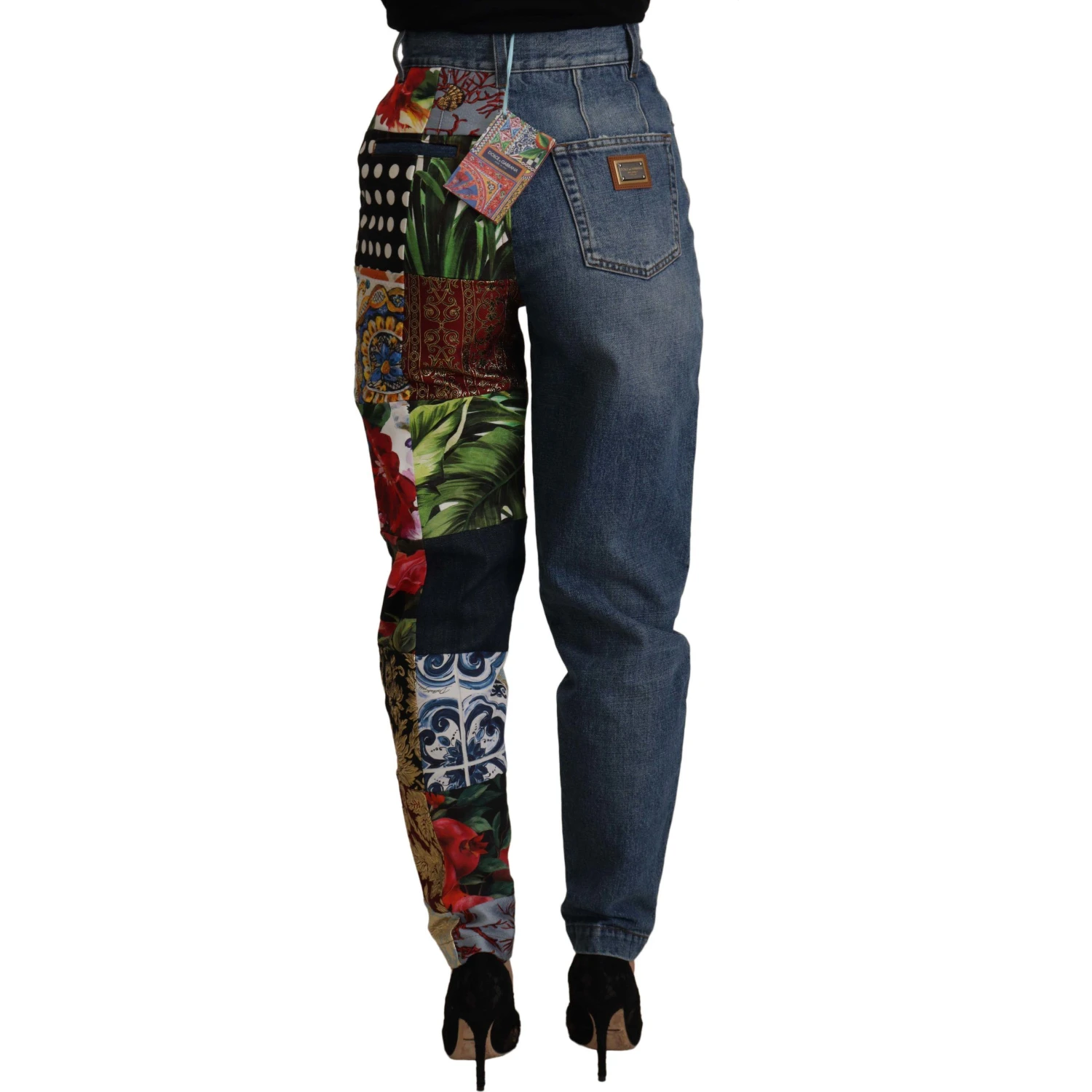 Blue Jeans Jacquard Majolica High Waist Pants