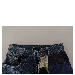 Blue Jeans Jacquard Majolica High Waist Pants