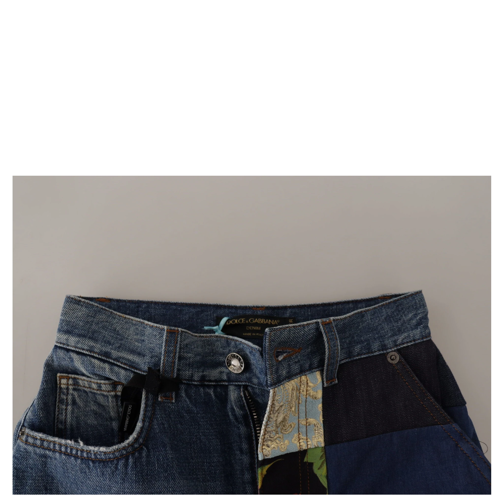 Blue Jeans Jacquard Majolica High Waist Pants