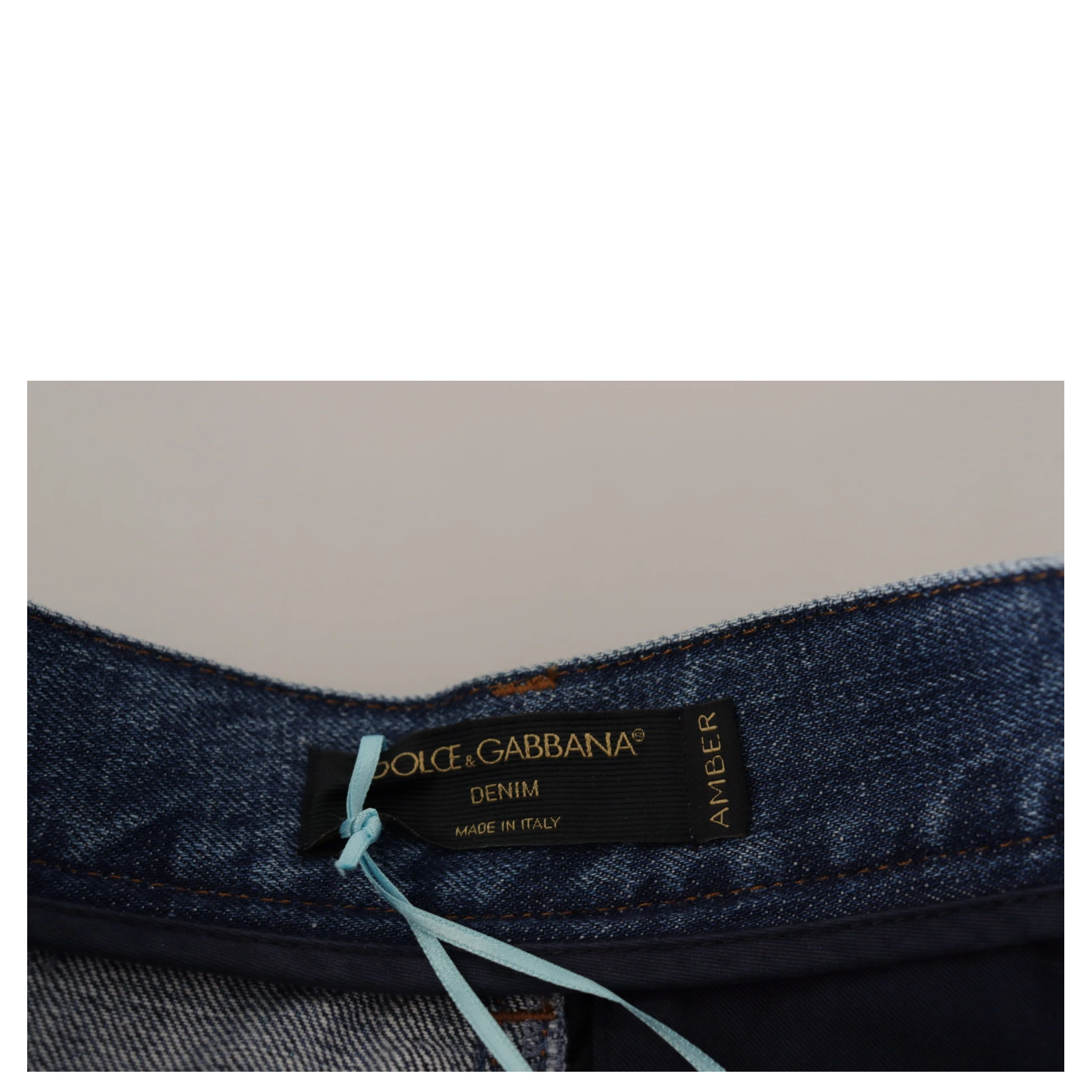 Blue Jeans Jacquard Majolica High Waist Pants