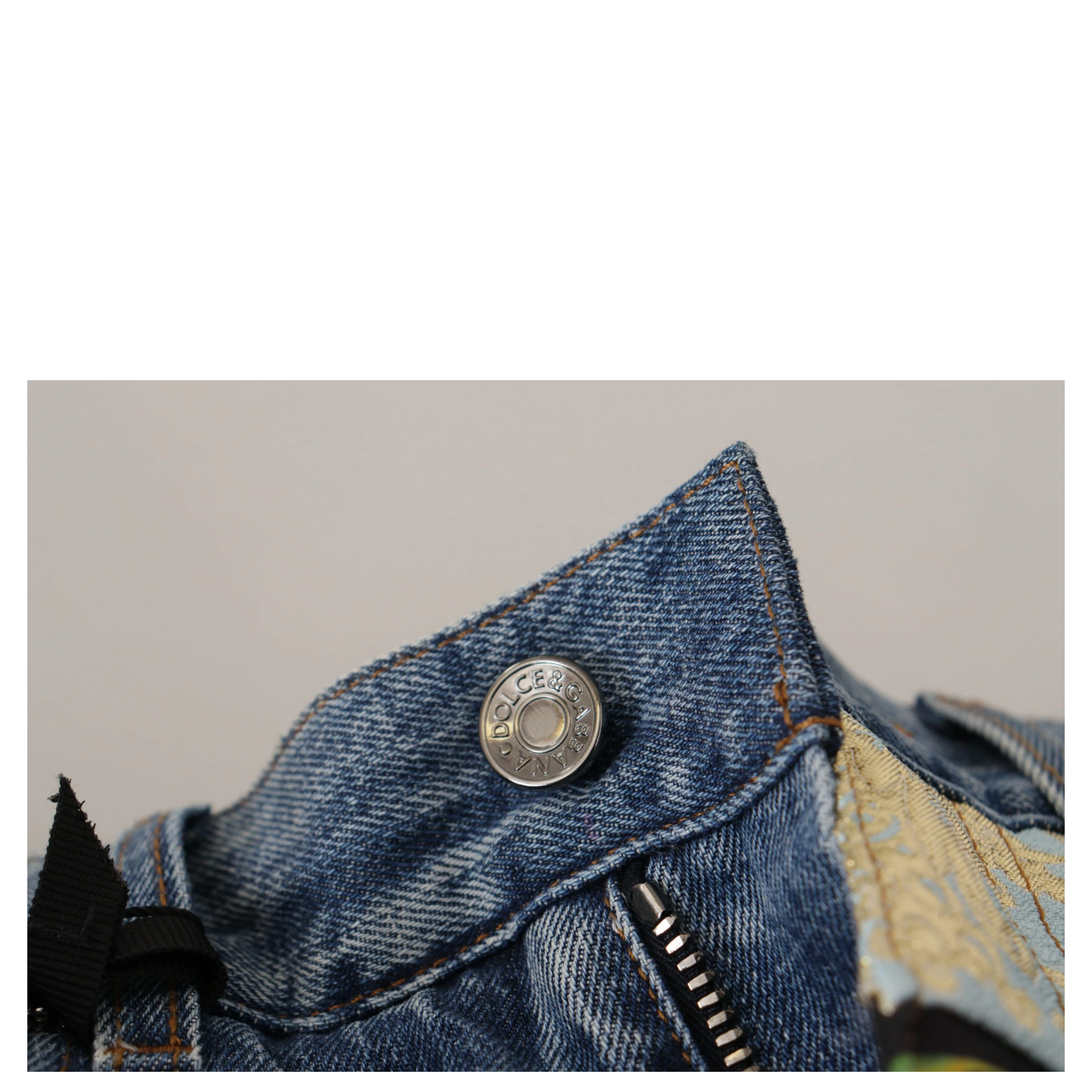 Blue Jeans Jacquard Majolica High Waist Pants