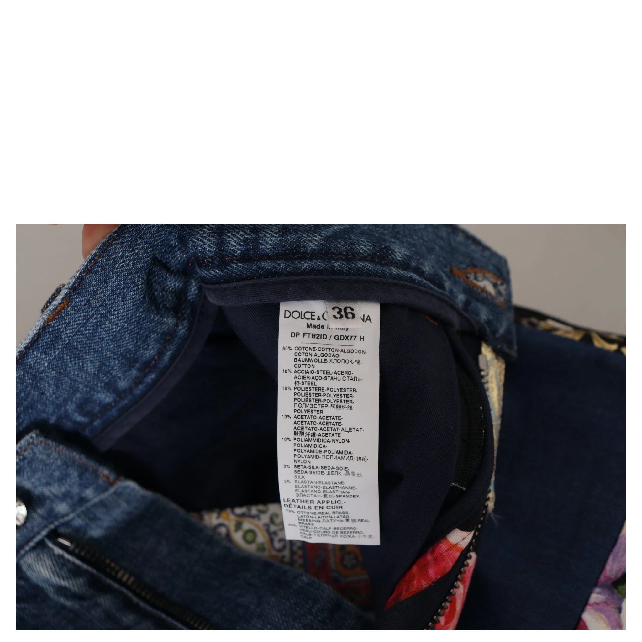 Blue Jeans Jacquard Majolica High Waist Pants