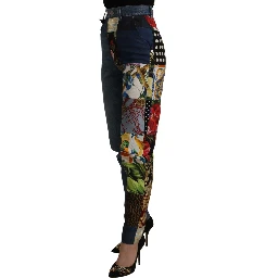 Blue Jeans Jacquard Majolica High Waist Pants