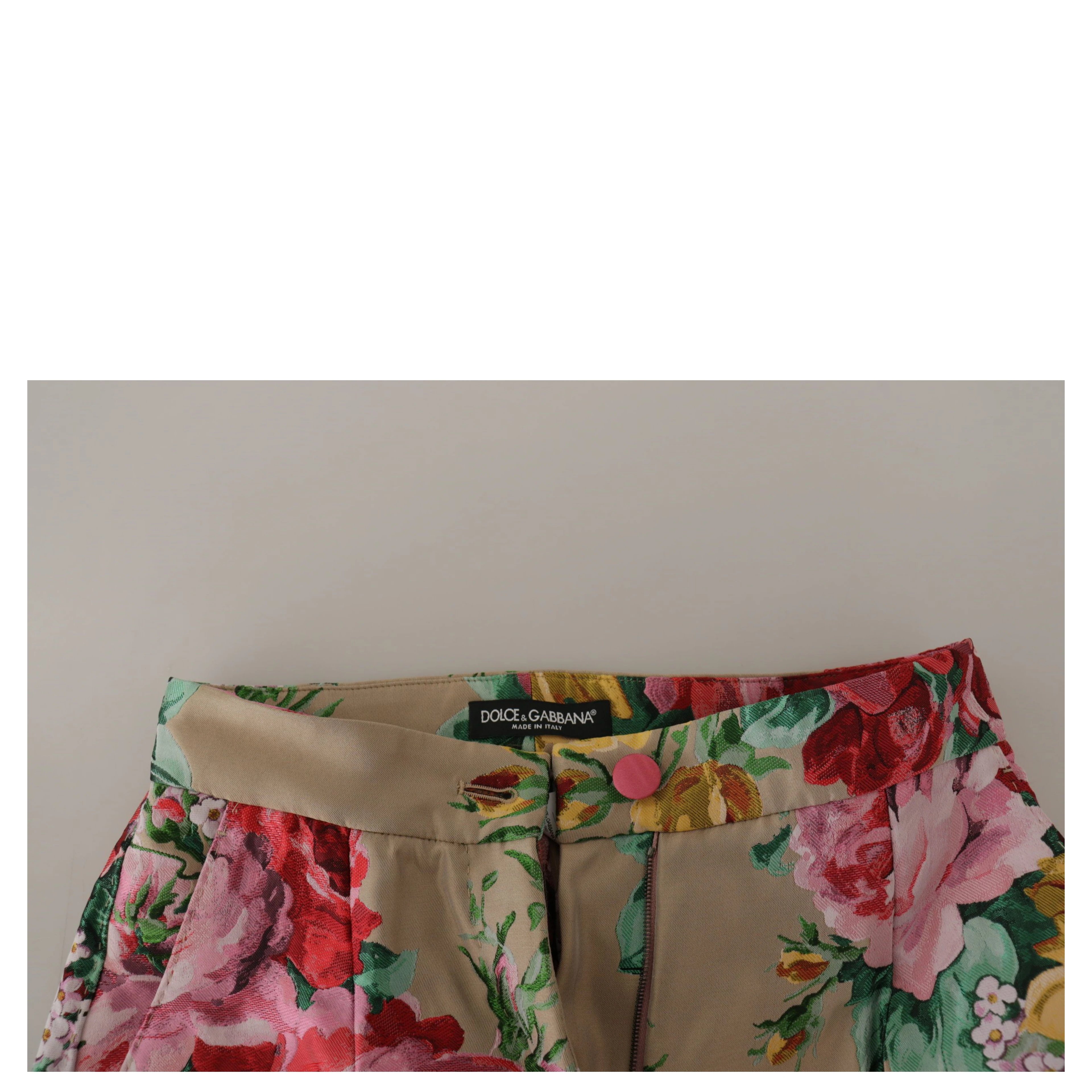 Beige Floral Dress Formal High Waist Pants
