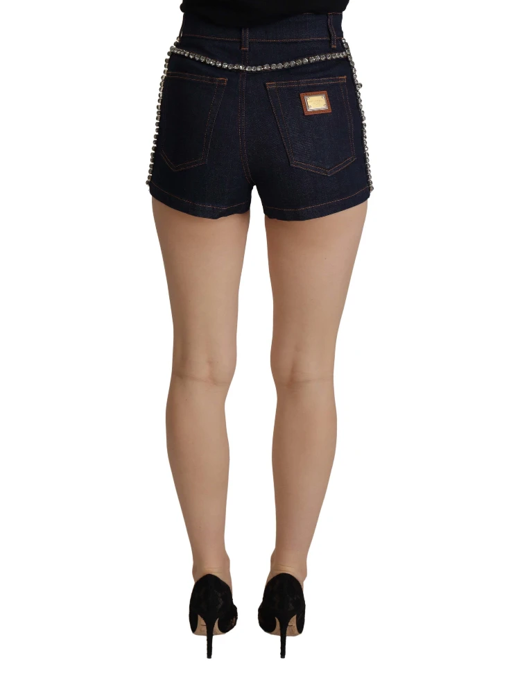 Blue Denim Stretch Crystal Hot Pants Shorts alternative