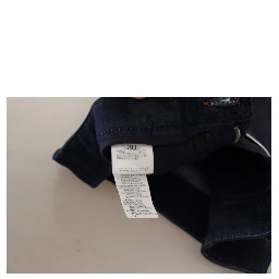 Blue Denim Stretch Crystal Hot Pants Shorts