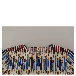 White Pencil Print Cotton T-shirt Blouse