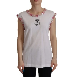 White DG Crown Floral Sequin T-shirt