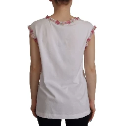White DG Crown Floral Sequin T-shirt
