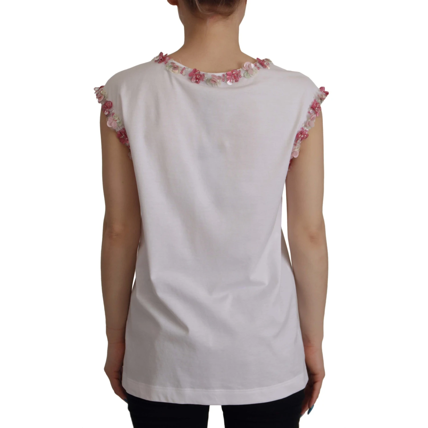 White DG Crown Floral Sequin T-shirt