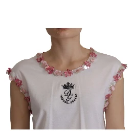 White DG Crown Floral Sequin T-shirt