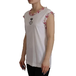White DG Crown Floral Sequin T-shirt