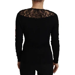 Black Lace Angel Roses Cardigan Sweater