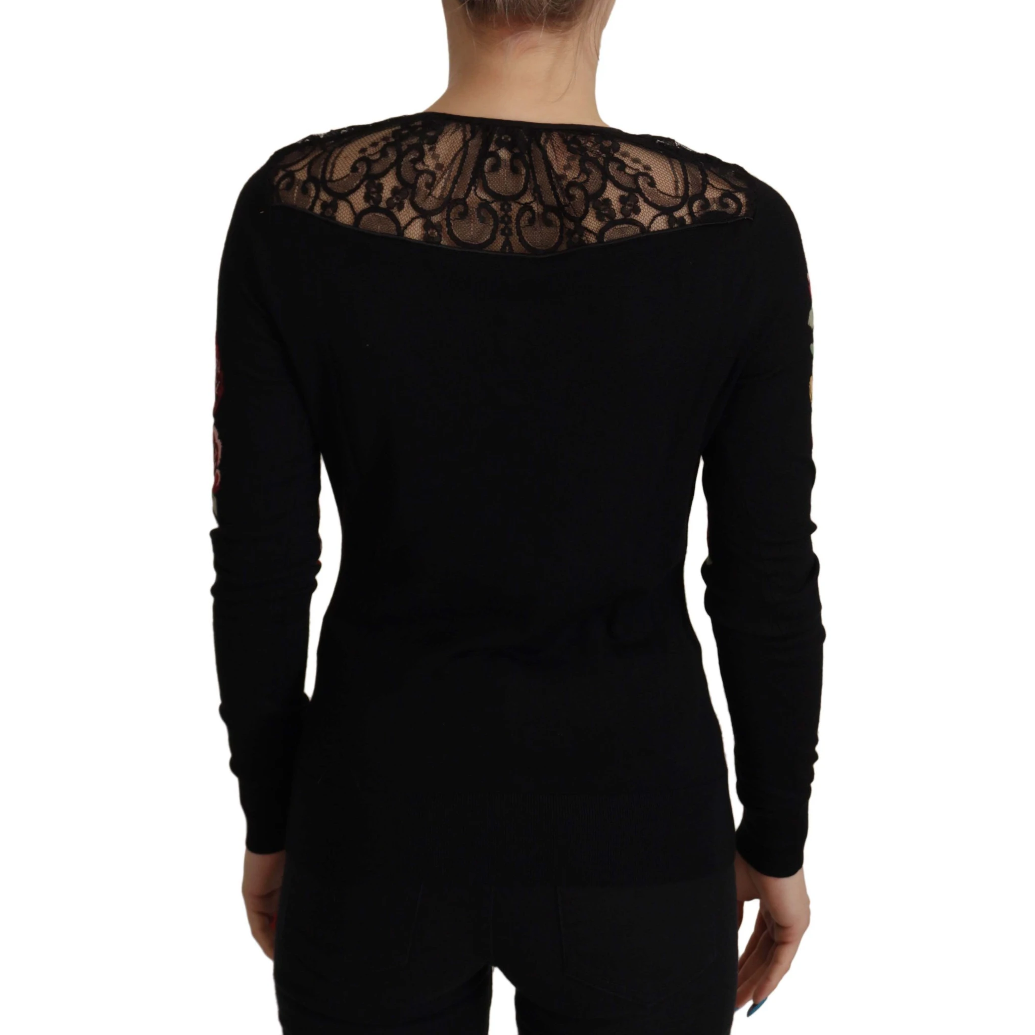 Black Lace Angel Roses Cardigan Sweater