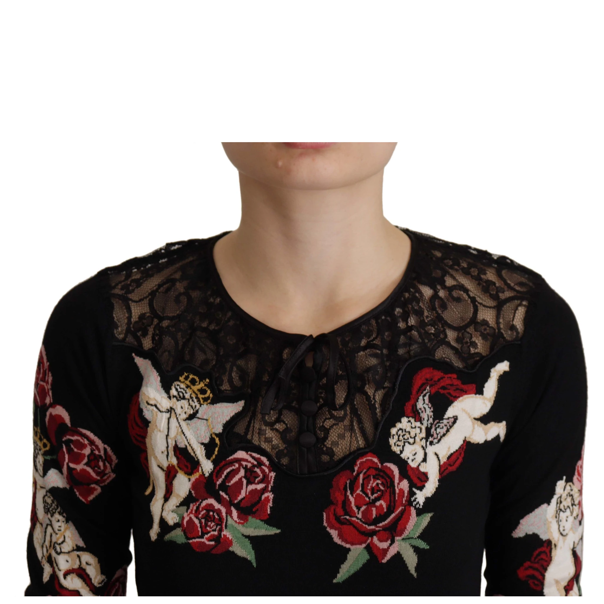 Black Lace Angel Roses Cardigan Sweater