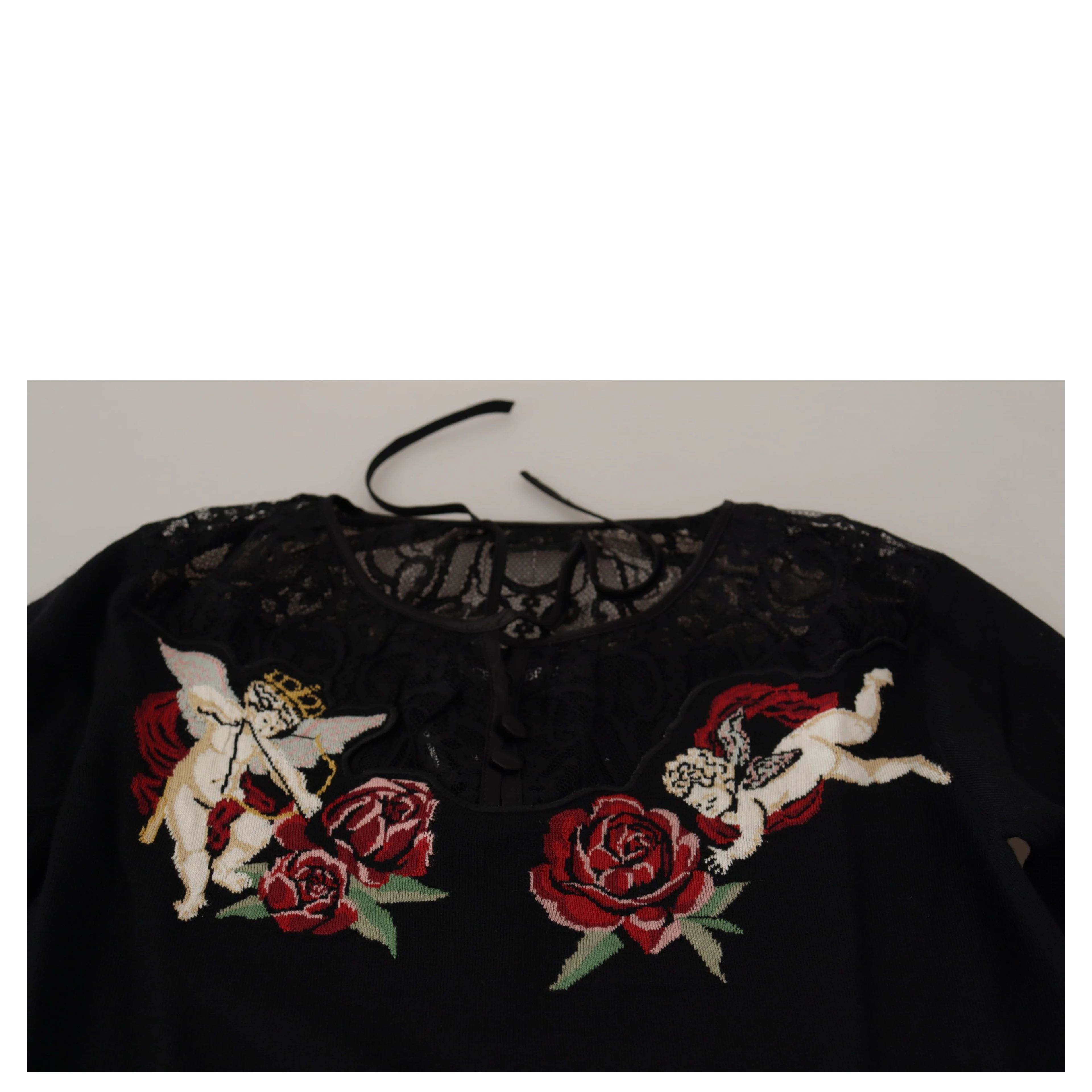 Black Lace Angel Roses Cardigan Sweater