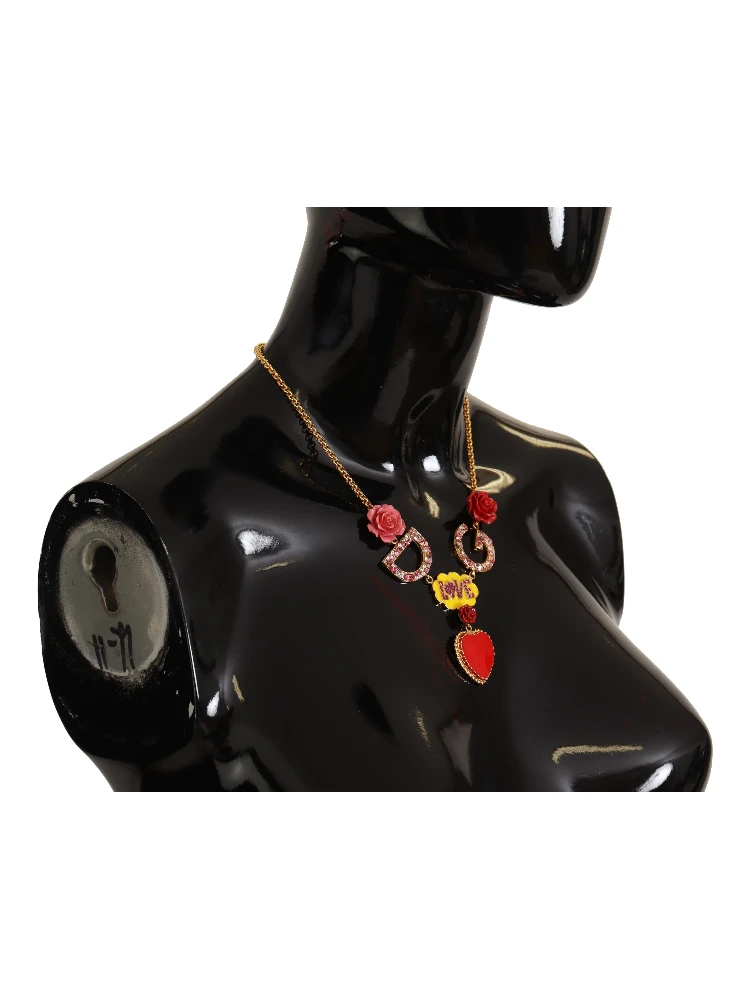 Gold Rose Love Crystal Charm Chain Necklace alternative