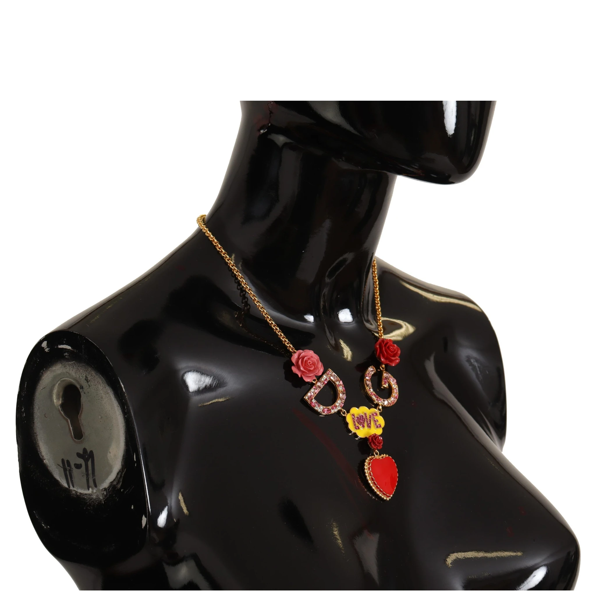 Gold Rose Love Crystal Charm Chain Necklace