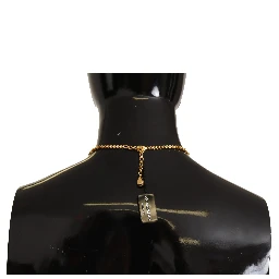 Gold Rose Love Crystal Charm Chain Necklace