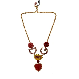 Gold Rose Love Crystal Charm Chain Necklace