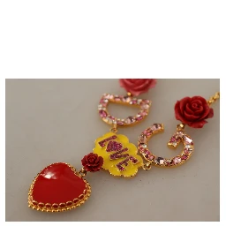 Gold Rose Love Crystal Charm Chain Necklace