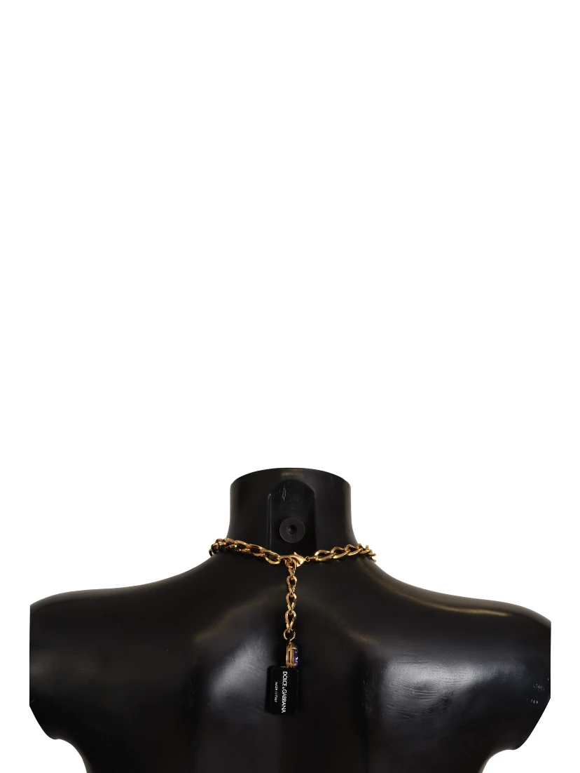 Gold Brass Crystal Purple Pink Pearl Pendants Necklace