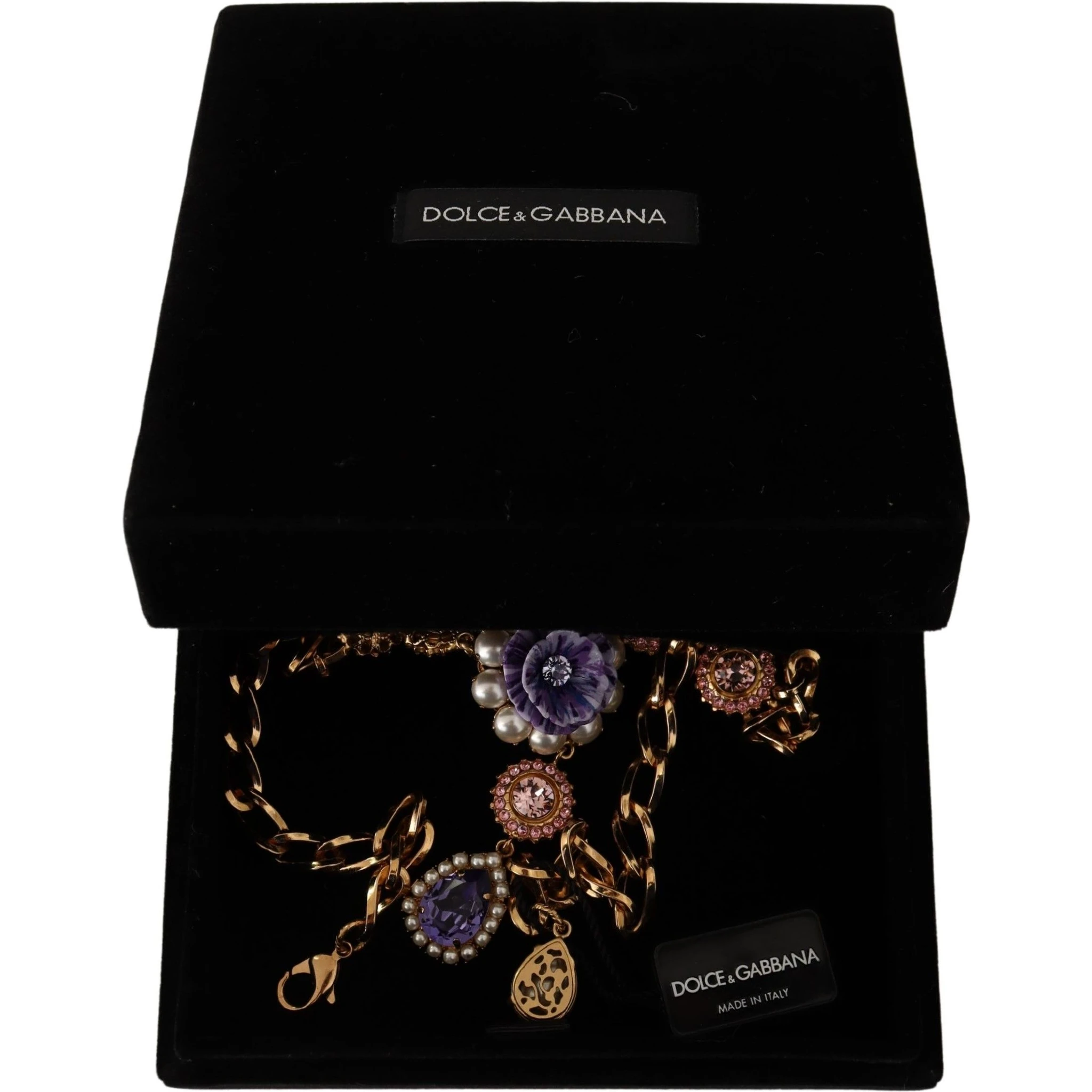 Gold Brass Crystal Purple Pink Pearl Pendants Necklace