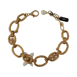 Gold White Lily Floral Chain Statement Necklace