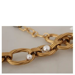 Gold White Lily Floral Chain Statement Necklace