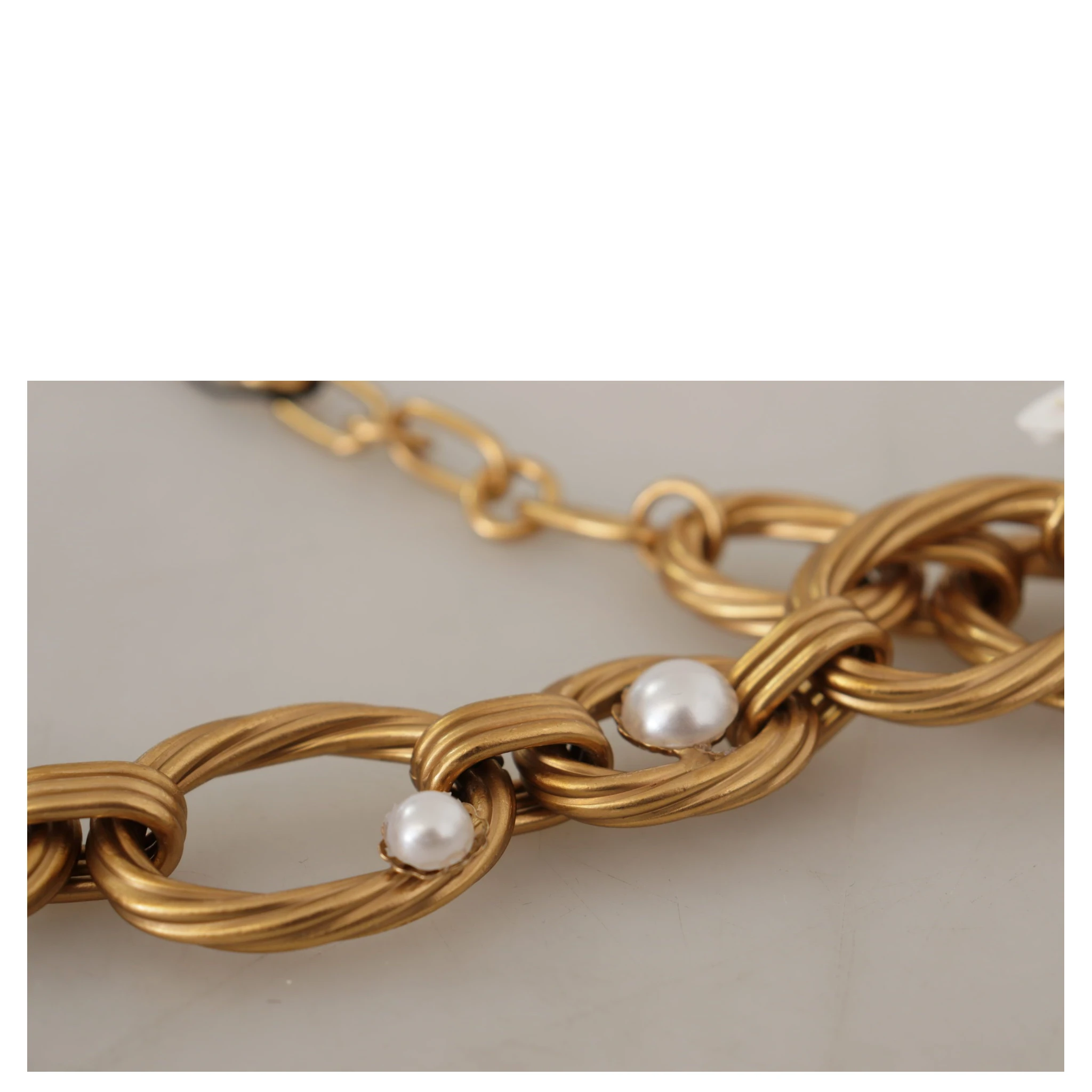 Gold White Lily Floral Chain Statement Necklace