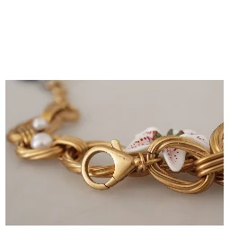 Gold White Lily Floral Chain Statement Necklace