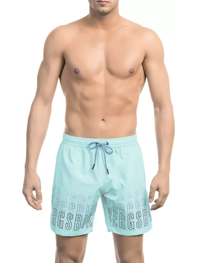 Light Blue Polyester Swimwear