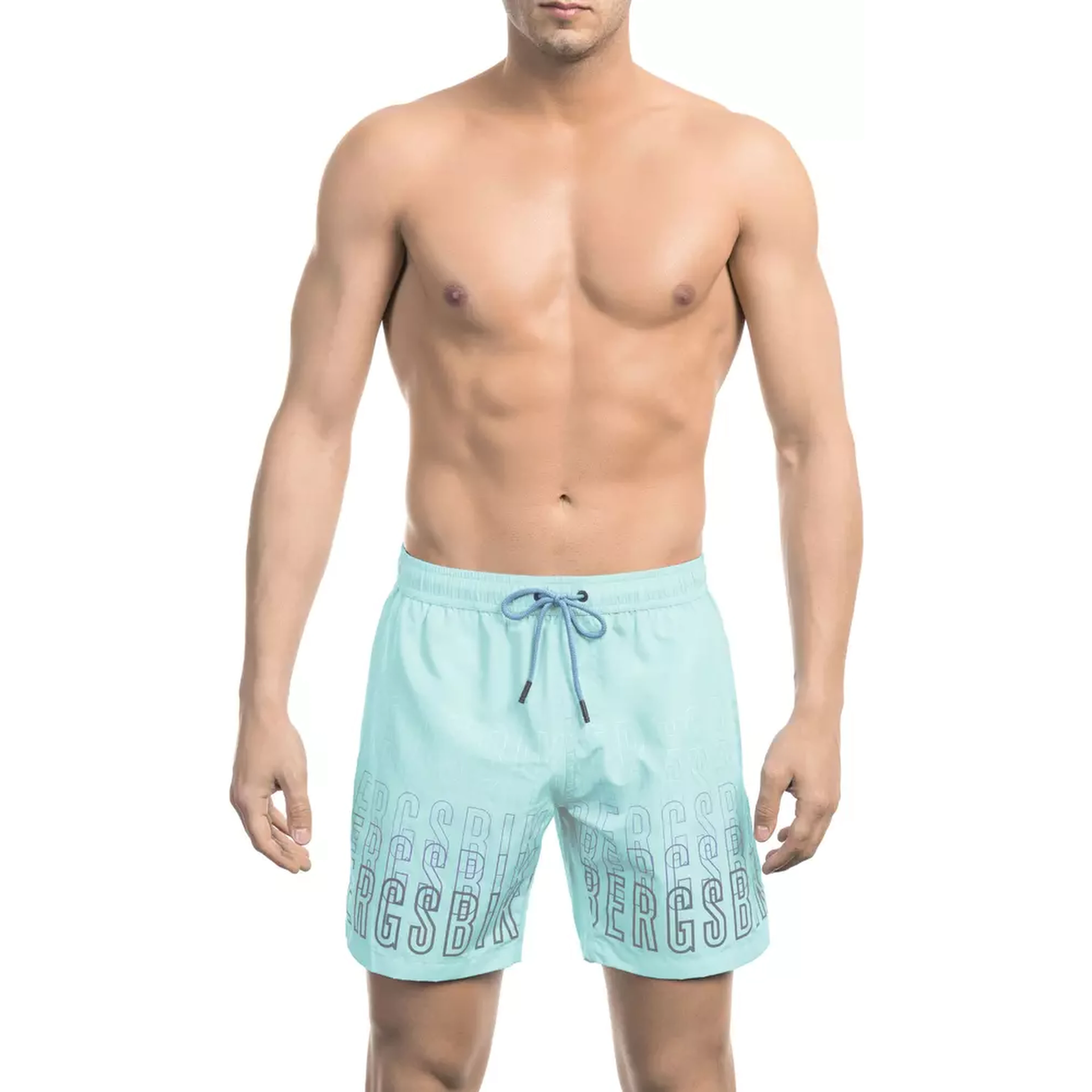 Light Blue Polyester Swimwear