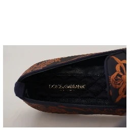 Blue Rust Floral Slippers Loafers Shoes