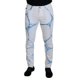 White Blue Denim Cotton Jeans Stretch Skinny Fit Pant
