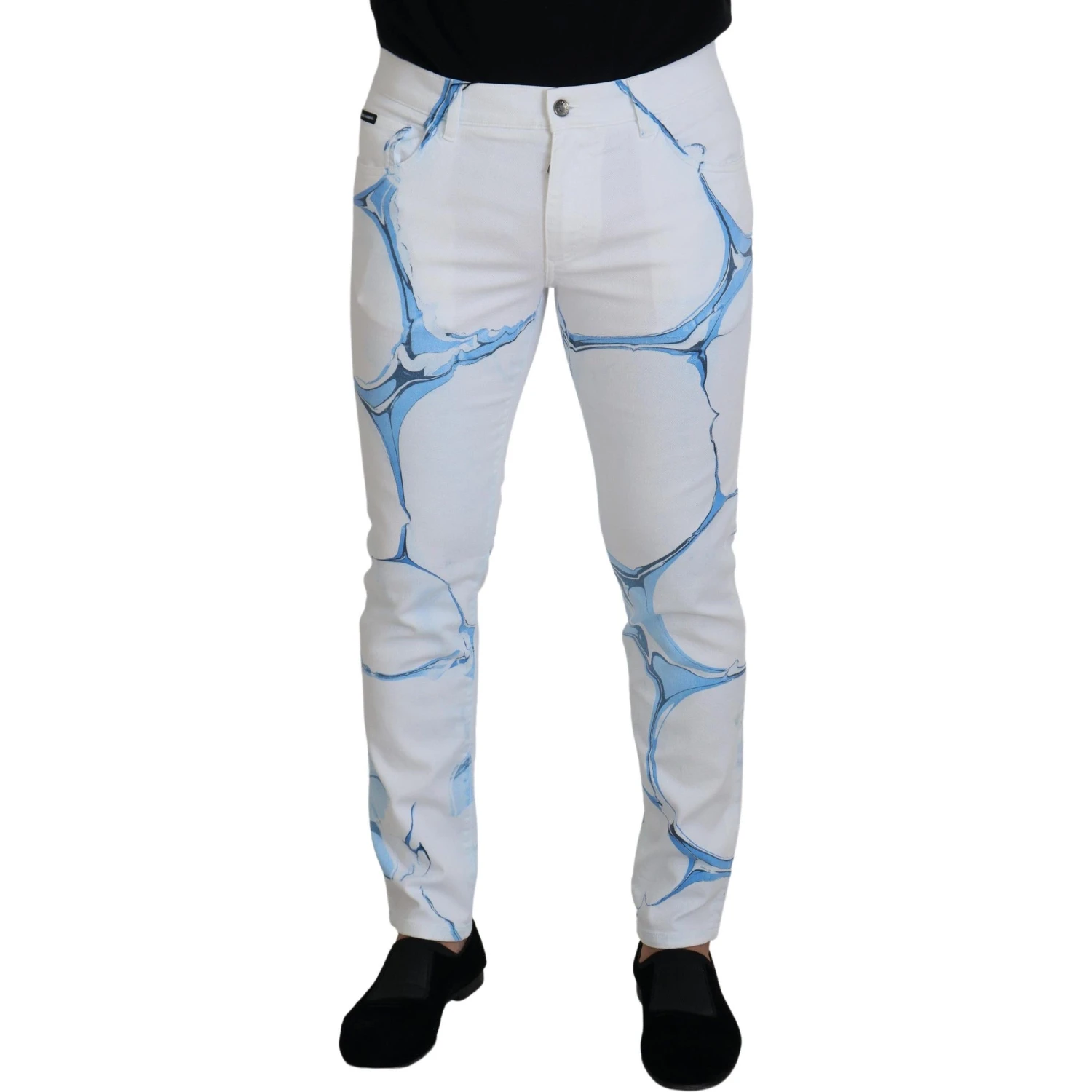 White Blue Denim Cotton Jeans Stretch Skinny Fit Pant