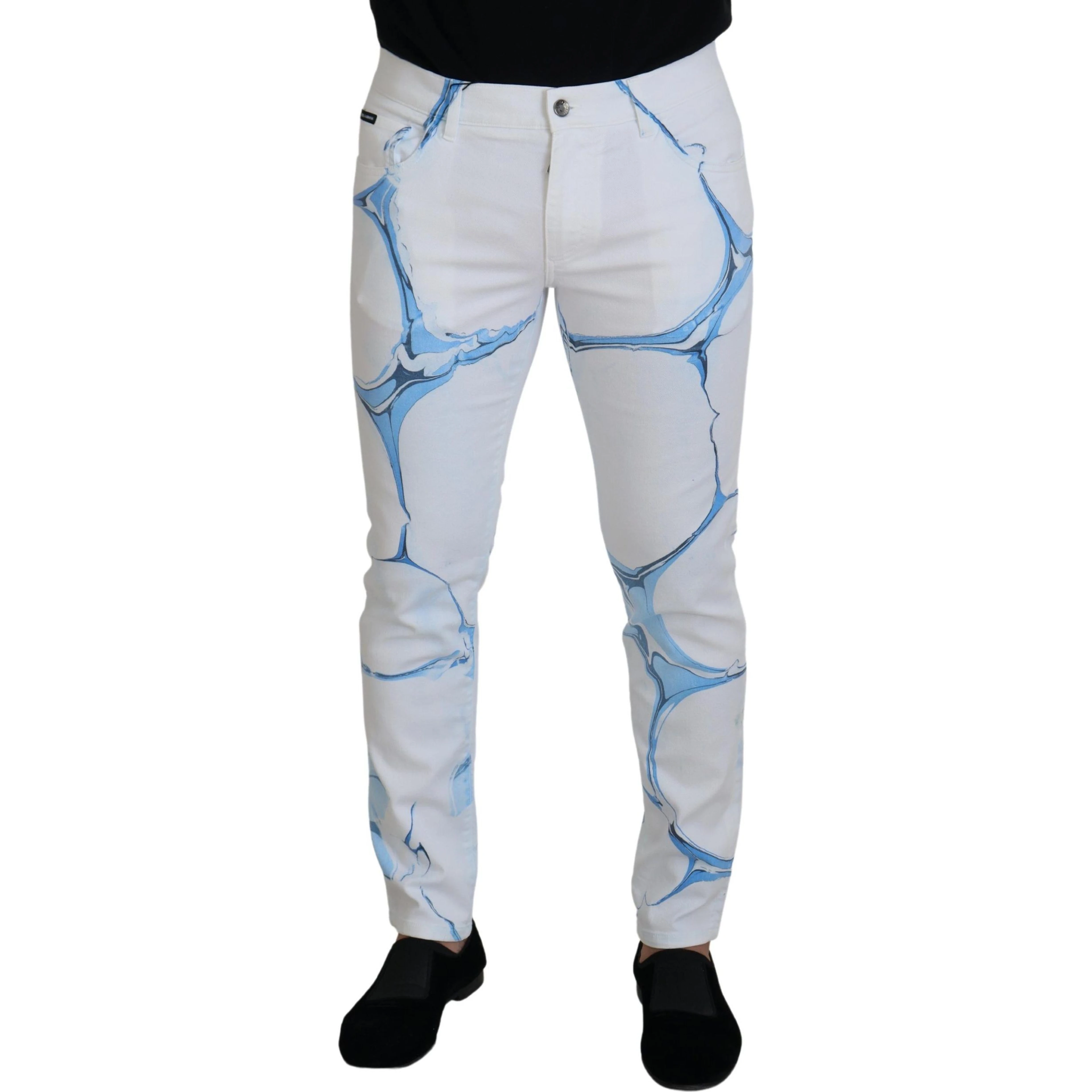 White Blue Denim Cotton Jeans Stretch Skinny Fit Pant