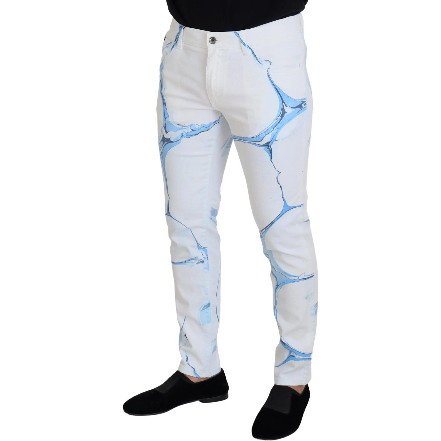 White Blue Denim Cotton Jeans Stretch Skinny Fit Pant