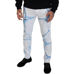 White Blue Denim Cotton Jeans Stretch Skinny Fit Pant