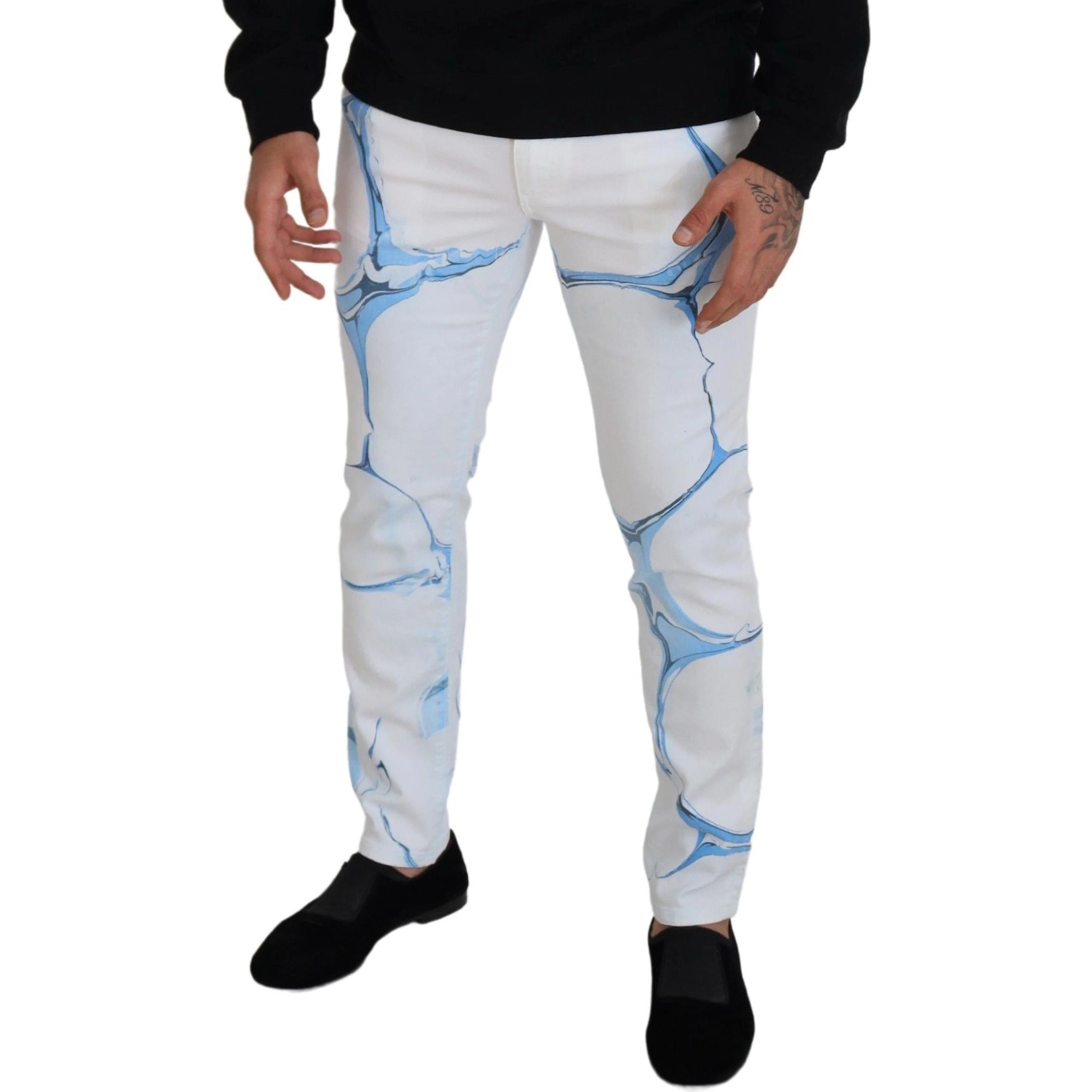 White Blue Denim Cotton Jeans Stretch Skinny Fit Pant