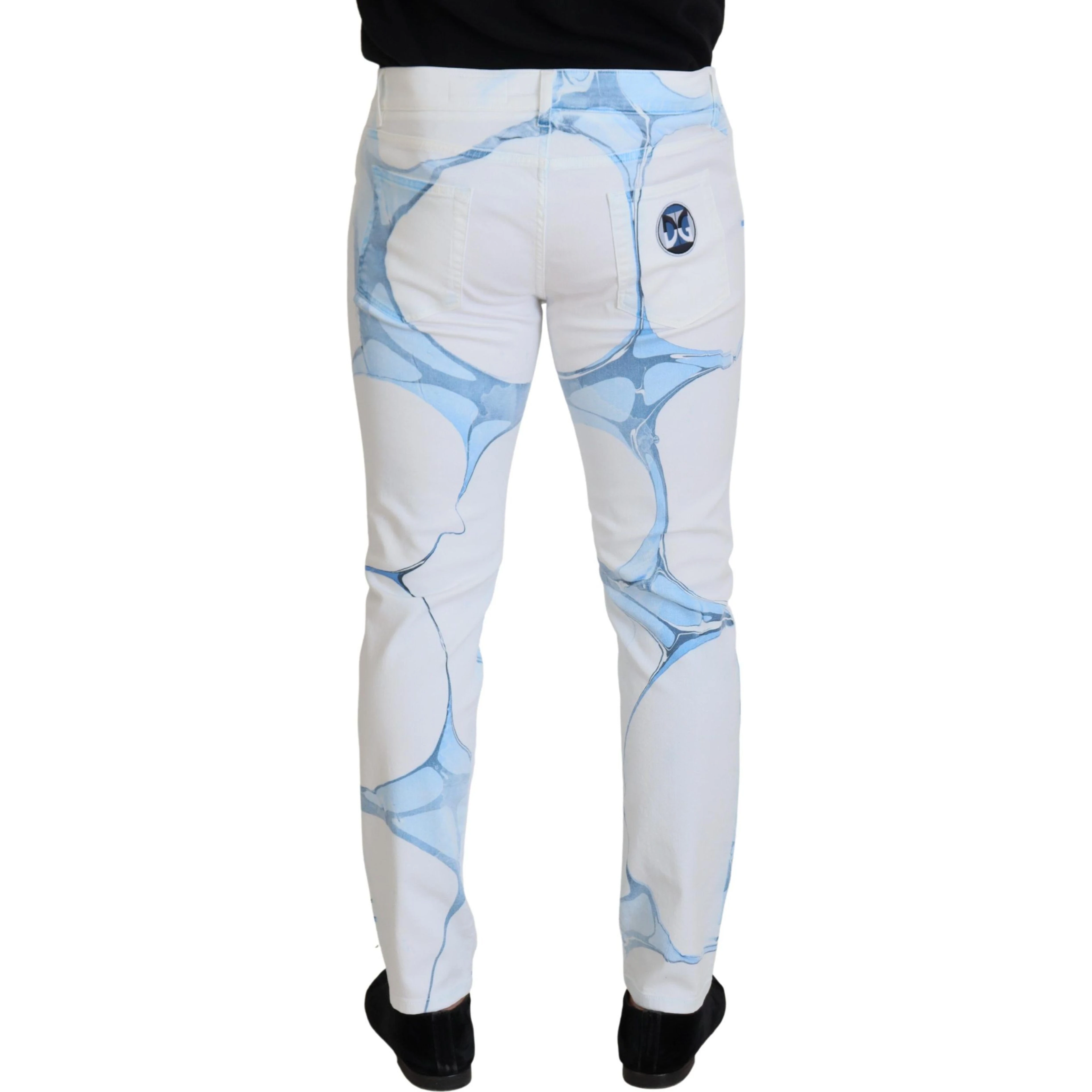 White Blue Denim Cotton Jeans Stretch Skinny Fit Pant