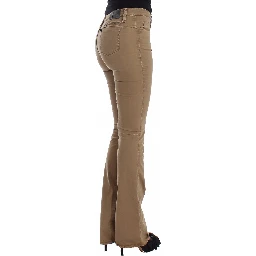 Beige Straight Leg Denim Pants Stretch Jeans