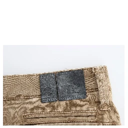 Beige Straight Leg Denim Pants Stretch Jeans