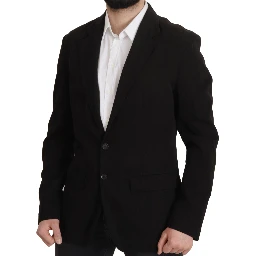 Black Wool Single Breasted Coat Blazer