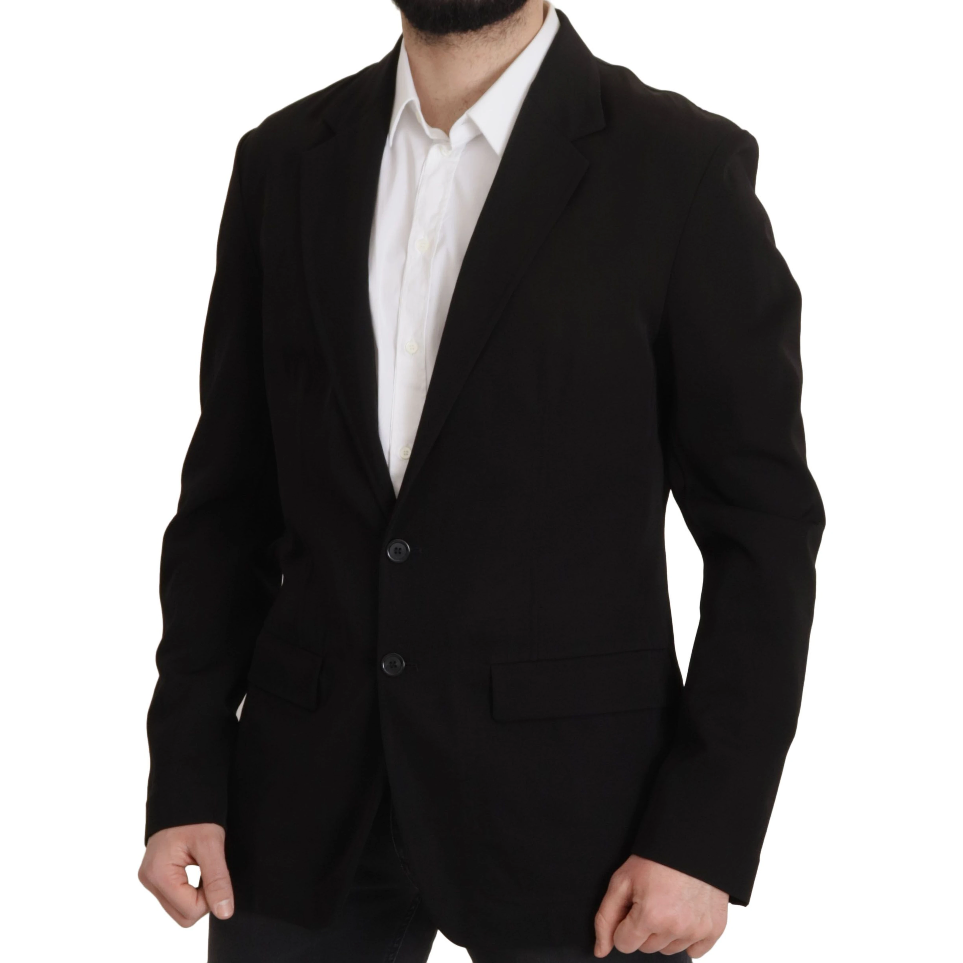 Black Wool Single Breasted Coat Blazer