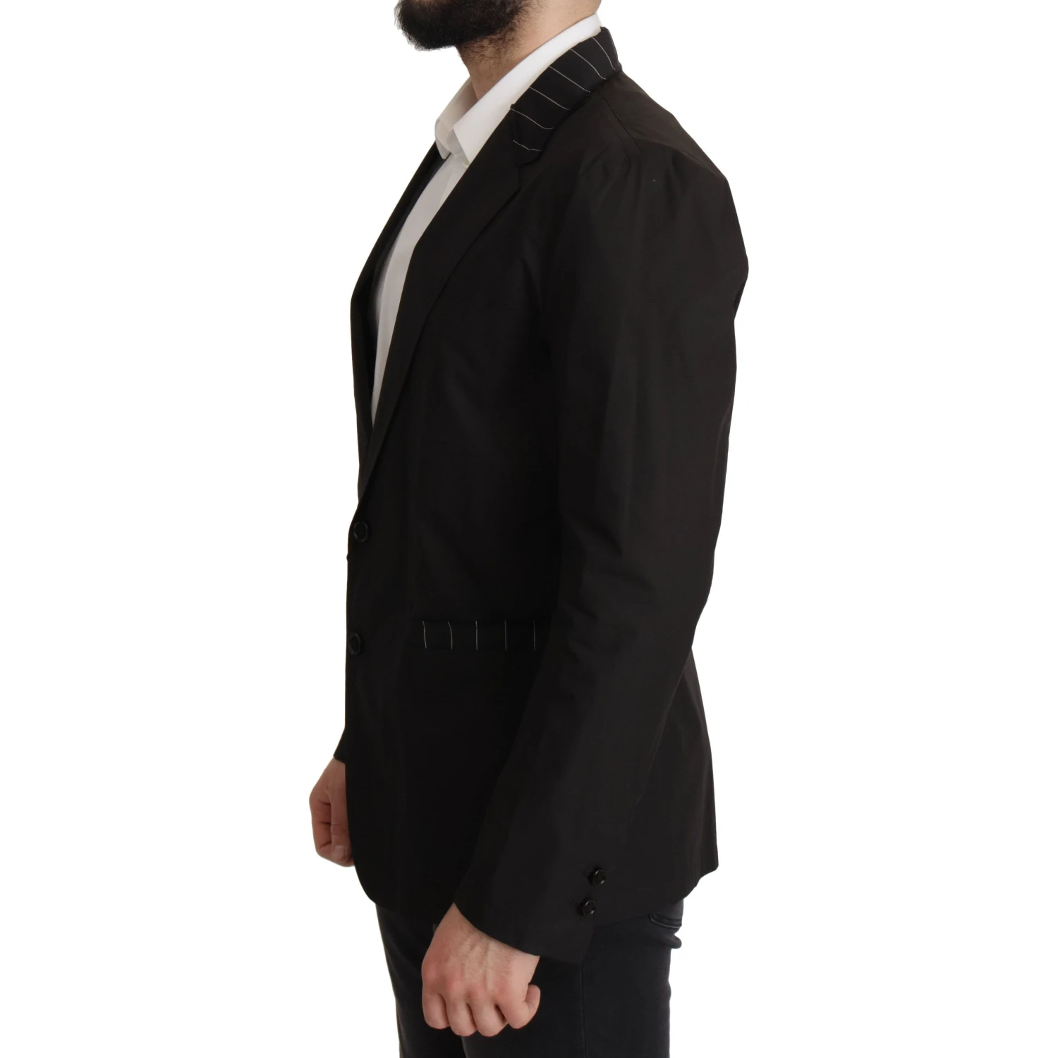 Black Cotton Single Breasted Blazer Jacket